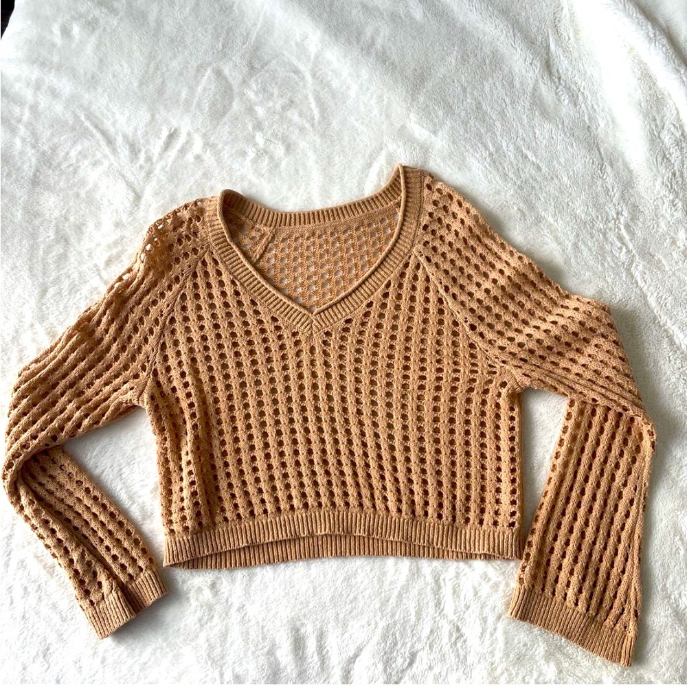 Tan Crochet Sweater with Shimmer – Boho Chic #crochet